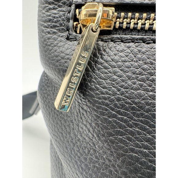 WHISTLES Dion pebbled leather small bucket crossbody bag + Dust bag BLACK - Picture 9 of 13